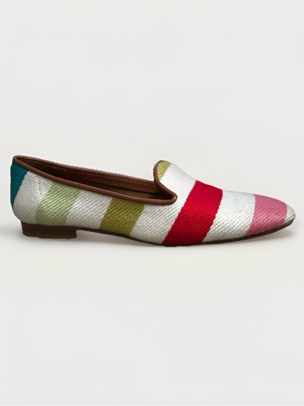 Ramon Tenza Spain Woven Multicolor Loafers Flats Sz 8M Asian Art Luxe Shoes